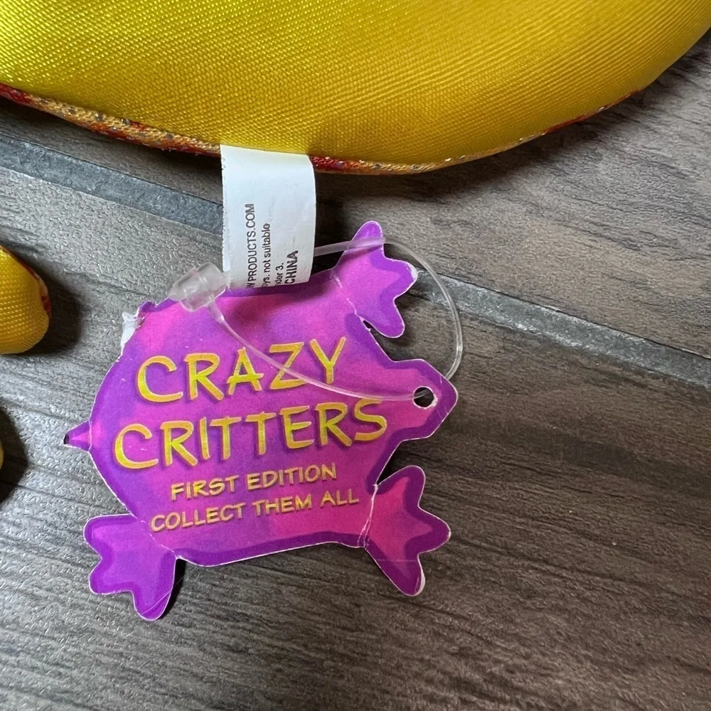 Crazy Critters Lizard Plush Toy Orange Red Dot Gecko Stretchy Beanbag Style tags